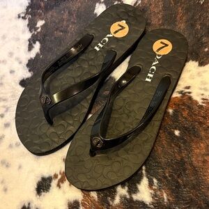 Coach Black and Brown Flip Flops